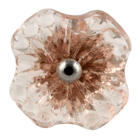 Pink Square Glass Flower Cabinet Knobs